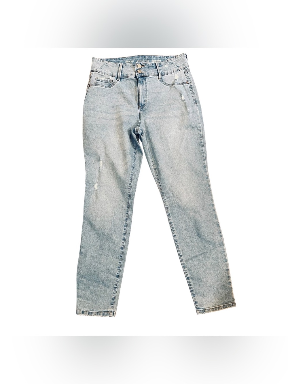 Sound Style Denim Jeans Women 12 Distressed Skinny High Rise Boho Stretch Chic